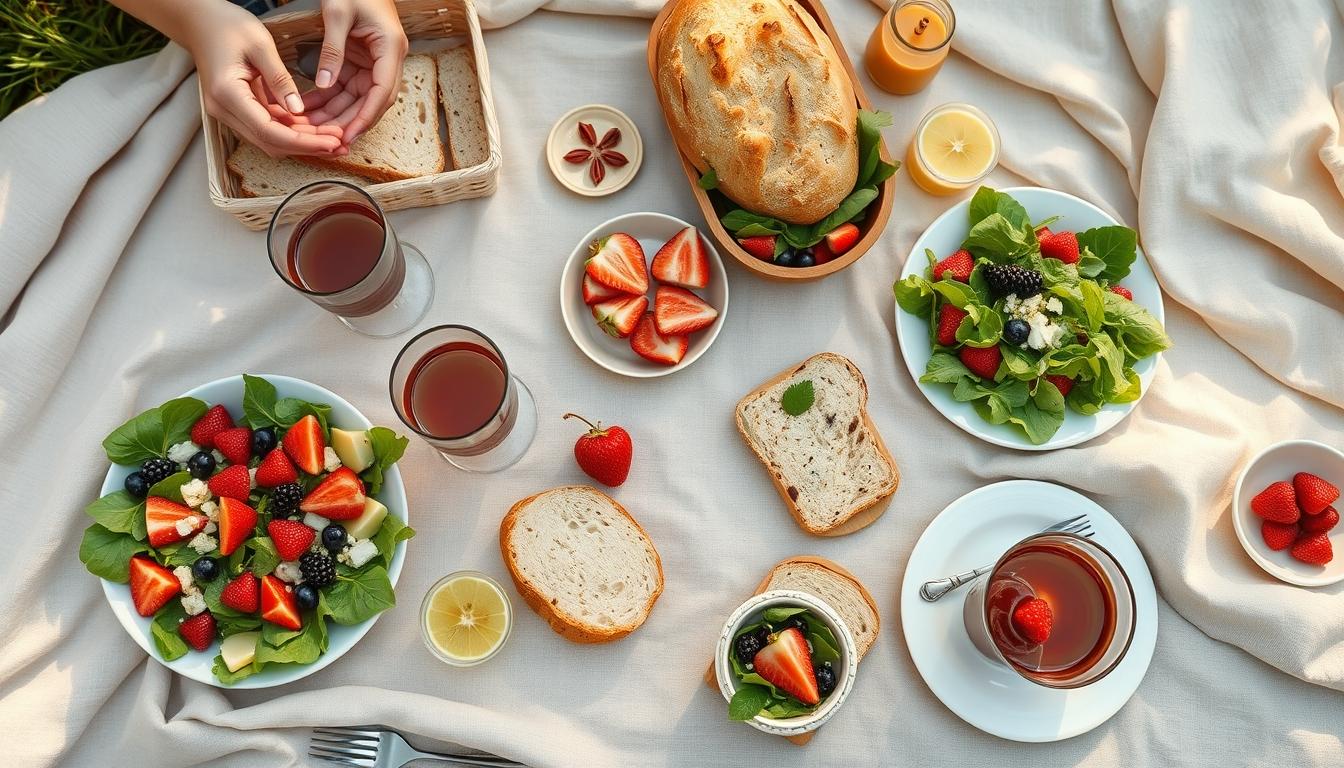 Balanced healthy meal prepared in a home kitchen